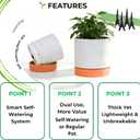 GreenShip Planter Set of 2 (13.7" & 11.8") – Cylinder Planters with Drainage Hole and Planter Saucer, Jun Porcelain Clay & Recycled Resin, Decorate Home,Office & Outdoor,White pots, 13.7in+11.8in