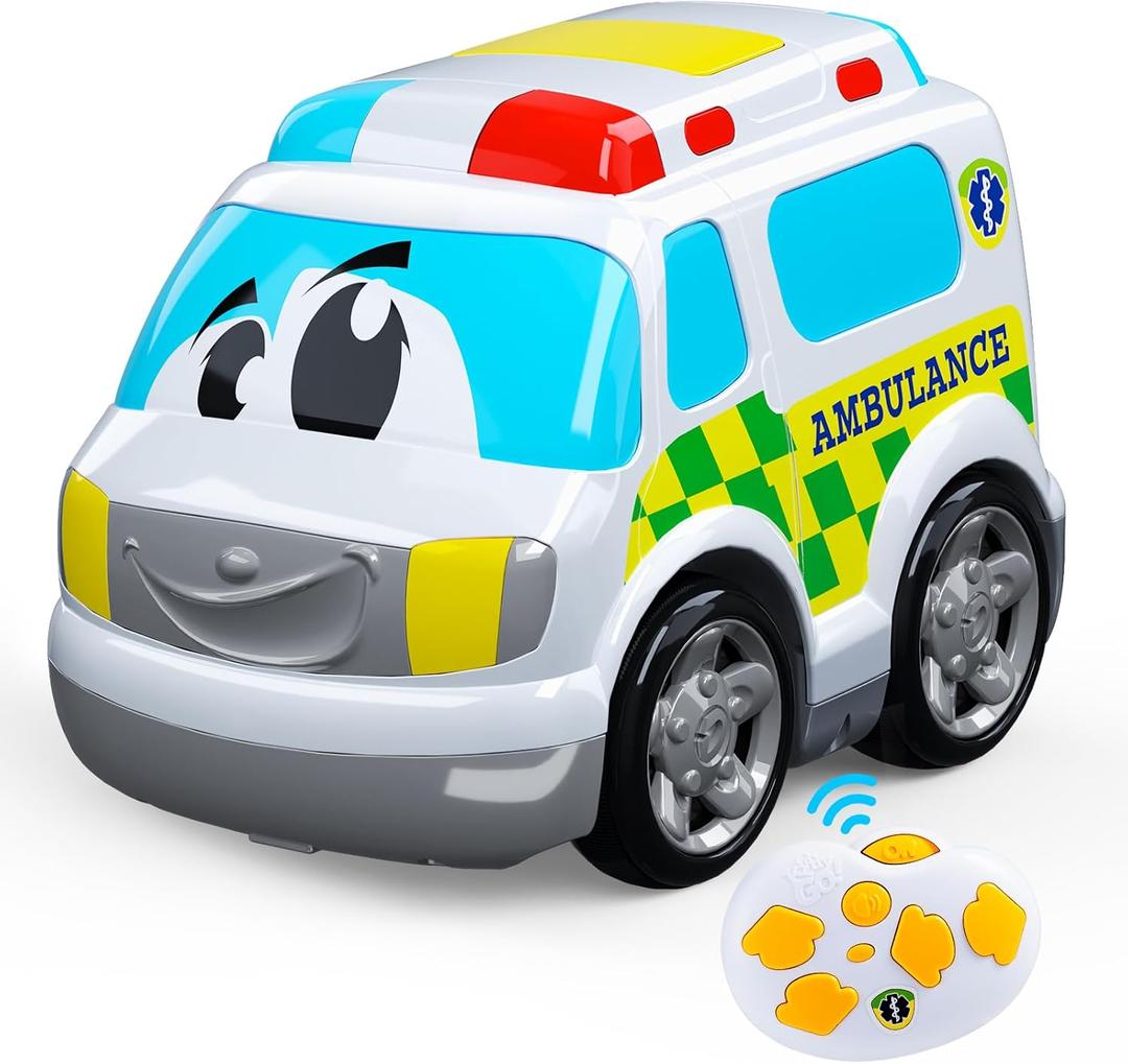 AEROQUEST Ambulance Toys for Kids 3-8 Year Old Remote Control Car for Toddlers 1-3 Durable RC Medical Transport Emergency Rescue Vehicle with Light & Siren Sound Effects 2.4G Cartoon Cars (White)