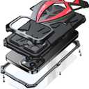 Lunivop for iPhone 15 Pro Max Case Heavy Duty Protection Rugged Screw Full Body Military Grade Metal Bumper Rubber with Hard Durable Phone Cases Cover 2023 Black Red