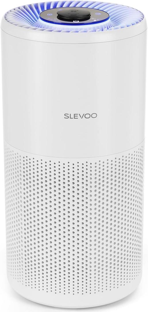 SLEVOO Air Purifier for Home Bedroom up to 1015 ft, Allergies Pet Hair, 3-in-1 Filter with hepa Air Purifier, Ultra Quiet 24 DB Sleep Mode,Aromatherapy,clean for Allergies,Pollutants,Smoke White