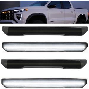 White LED Fender Side Marker Light Replacement for 2020-2024 GMC Sierra 2500HD 3500HD Pickup Truck Clearance Running Lights Smoked Lens 4 Pcs