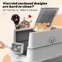 Stainless Steel Litter Box | Enclosed Cat Litter Box with Lid for Big Cats | High Sided Metal Litter Boxes | 100% Anti-Urine Leakage | Odor Control | Non-Stick with Litter Mat & Litter Scoop Set: X-Large