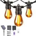 Outdoor Solar String Lights 52FT 16, Shatterproof & Waterproof LED Patio Lights with Remote, Dimmable & Timer Functions, 2700K Warm White Commercial Grade Decorative Hanging Lights