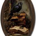 DSHFG Vintage Crow Book Gothic Wall Art Decor Framed | Dark Academia Room Decor for Home Bedroom Bathroom, Goth Wall Art Crow Hanging Art Work Decorations, 14.5x9 Unframed