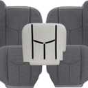 SecosAutoparts 5PCS Driver & Passenger Bottom & Top Lean Back & Driver Foam Cushion Dark Gray Replacement Cloth Seat Cover Compatible with Chevy Silverado GMC Sierra 2003 2004 2005 2006 2007
