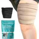 Beltwell Adjustable Thigh Compression Wrap for Swollen Legs, Lymphedema, Varicose Veins, Lipedema, Edema, Circulation, Heaviness, Post-Surgery & Blood Clots  Muscle Recovery, Pain Relief, Circulation & Mobility  Support for Men & Women (XL-TALL, Beige)
