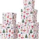 PAPER FAIR 5PCS Christmas Nesting Gift Boxes with Lid, Xmas Nested Box Set, 5 Sizes, Square Stackable, White Ballerina Nutcracker Paper Box Tower Décor, for Holiday Thanksgiving New Year Packaging