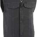 Milwaukee Leather Mens Denim Collarless Hidden Zipper MC Vest, Black MDM3001 (XLarge)