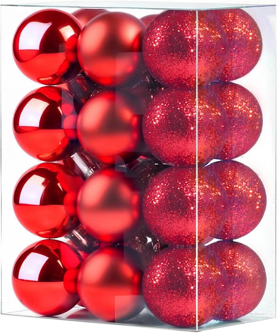 GOOTRADES Set of 24 Mini Shatterproof Christmas Balls Tree Ornaments Party Decoration, 3cm/1.1'' (Red)