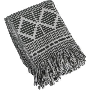 Bloomingville Soft Recycled Cotton Blend Throw with Diamond Pattern, Green and Beige