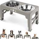 Jovrun Elevated Dog Bowls for Medium Large Size Dogs, Non-Slip Dog Feeder with 1*Stainless Steel Dishes & 1*Slow Feeder Bowl, 5 Heights Adjustable Raised Bowls to 3.15″-8.66″-9.84″-11.02″-12.2″