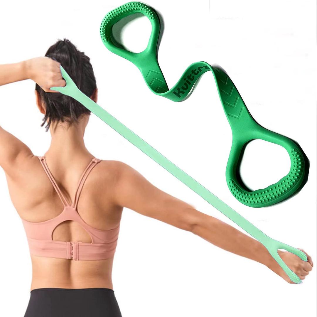 Figure 8 Resistance Band, Arm Back Shoulder Exercise Elastic Rope Stretch Fitness Band, Foot, Leg, Hand Stretcher, Arm Exerciser for Yoga Pilates Stretching Physical Therapy, Home Gym Workout (Green)
