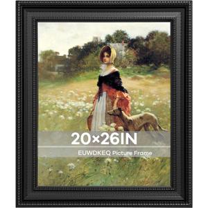 20x26 Frame, 20 x 26 Luxury Wide Picture Frame, Elegant Ornate Embossed Decorative Poster Frame for Art Prints, Posters, Photos, Home Wall Decor & Gallery Display, Black
