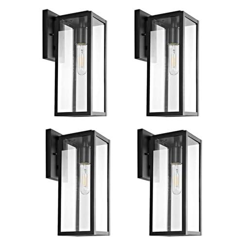 Bestshared Outdoor Wall Sconce Light,Exterior Wall Lighting Fixtures with Clear Glass, Anti-Rust Modern Black Outside Lantern Lamp for House Front Porch Doorway Patio (Black, 15")
