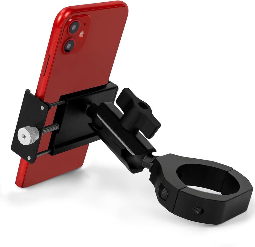 ZIDIYORUO UTV Phone Mount, Aluminum Heavy Duty UTV Phone Holder Fit for 1.75"-2" Roll Cage, Compatible with Polaris RZR/Can Am X3/Kawasaki Teryx/Talon Pioneer 1000, No Block Camera & Buttons