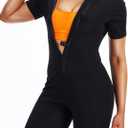 Full Body Sauna Suit for Women Sweat Jumpsuit Weight Loss Waist Trainers Lower Belly Fat Workout Shirt Top SweatSuits 3XL Black