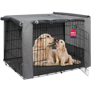 HiCaptain Folding Metal Dog Crate Cover for 42 Inch Wire Pet Cage(Two-Tone Gray) (Grey)