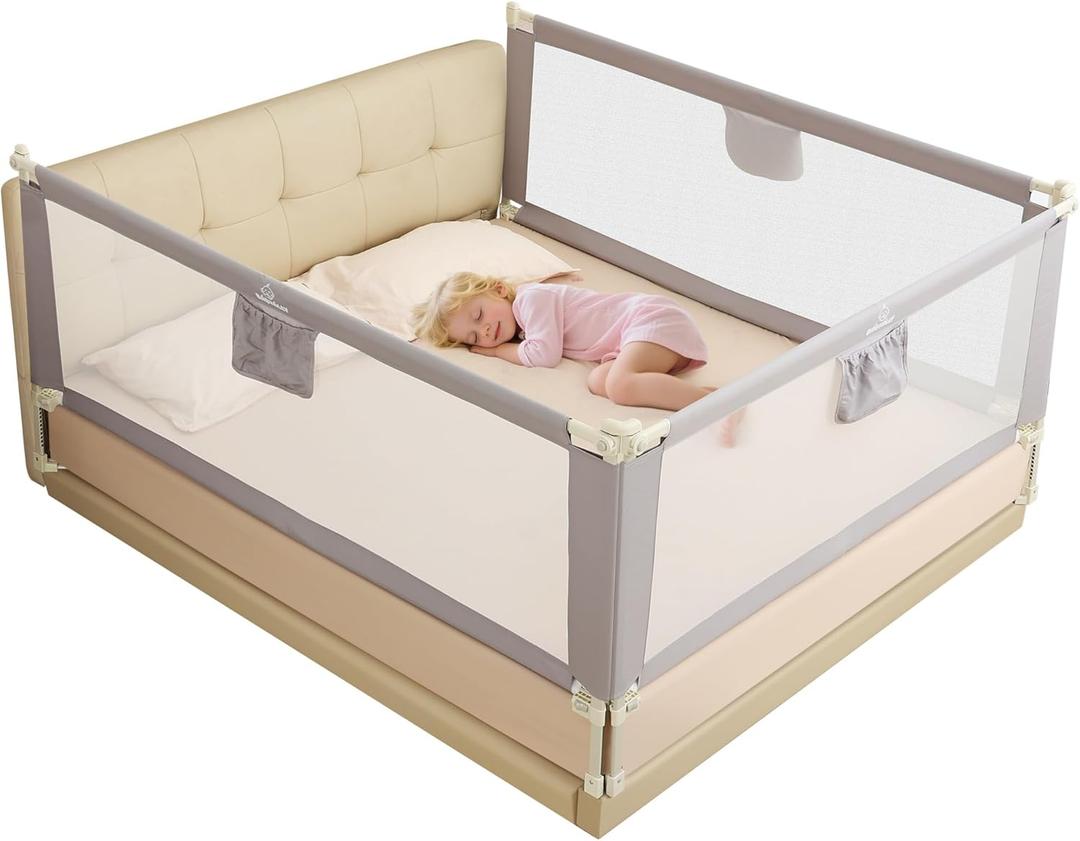 Quick Assembled Bed Rail for Baby, Foldable Toddlers Bed Rails, Height Adjustable Bed Rail Guard, Steady and Safty for Queen Size Bed (2 Sides 78.7"+1 Side 59'')