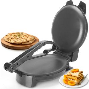 FineMade Compact Roti Maker, 8'' Electric Tortilla Maker Machine, Maquina Para Hacer Tortillas, Crepe Maker,Electric Tortilla Press, Prensa Para Tortillas, Recipe Included, Black