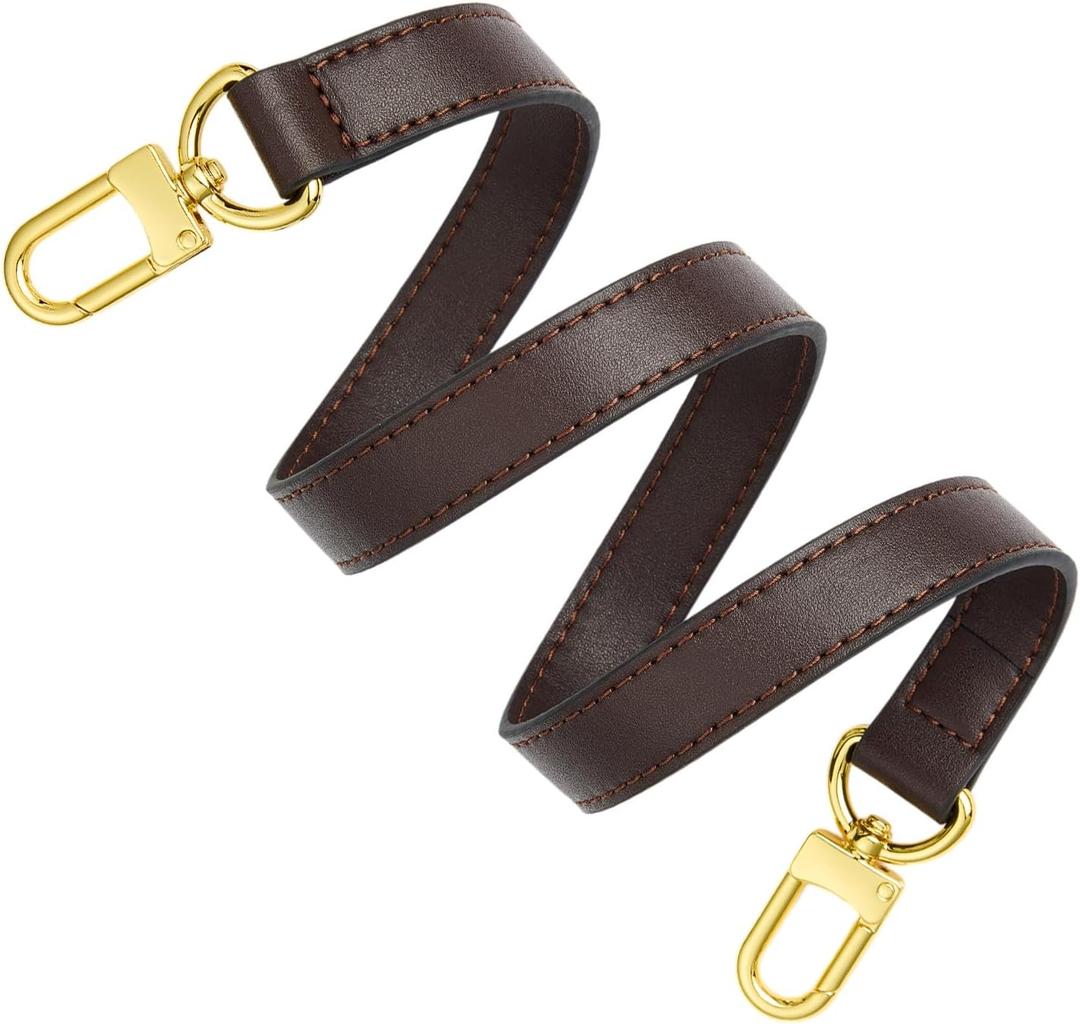 Vachetta Leather Replacement Bags Wide Strap Shoulder Short Straps for Speedy Graceful Pochette Diane or Handbag (Coffee)