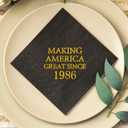 Crisky 40th Birthday Disposable Napkins Black and Gold Dessert Beverage Cocktail Cake Napkins 40th Birthday Decoration Party Supplies for Man, Vintage 1986, 50 Pack 4.9"x4.9" Folded