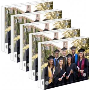 Wesiti 5 Pcs Mini Acrylic Picture Frames Clear Acrylic Photo Desktop Display Double Sided Wallet Freestanding Frames for Film Photos Cards Stamp Business Card Souvenirs (2" X 3")