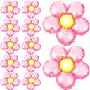 12 Pcs Light Pink Flower Balloon Huge Aluminum Foil Pastel Pink Flower Shaped Groovy Balloons Floral for Baby Shower Wedding Birthday Anniversary Party Decorations