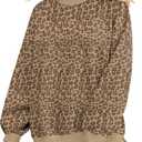 OLAPTA Women Leopard Sweatshirts Oversized Long Sleeve Cheetah Print Fleeced Pullover Tops Graphic Trendy Fall Clothes 2000s (XX-Large, Khaki)