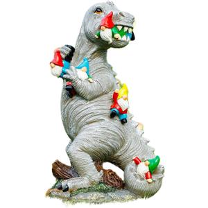 Garden Statue Outdoor Decoration, Weatherproof 14 Dinosaur Garden Gnome, Indoor Outdoor Dcor Garden Art for Patio Lawn Yard, Gardening Gift for Homeowners