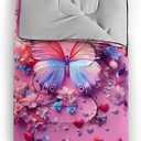 QOOMO Cartoon Butterfly Waterproof Sleeping Bags for Adults & Kids,Printed Camping Sleeping Bags, 3 Season Warm & Cool Weather,Lightweight,Traveling,and Outdoors,Camping Gear Equipment,31x90inch