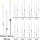 30 Pcs Silver Candlestick Holders with LED Flameless Candles Bulk Includes 15 Metal Candle Holders and 15 Battery Operated Candles for Wedding Table Centerpieces Home Decor