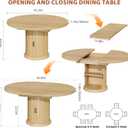 Jocoevol 4763 Extendable Round Dining Table for 48 with Dust-Proof 2-Tier Storage Shelf Space-Saving Expandable Dining Room Table Wood Oval Circle Dining Table with Pedestal Base (Natural)