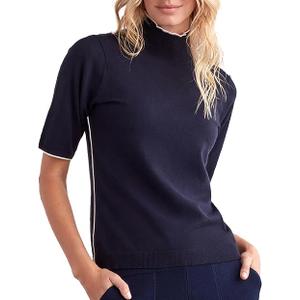 ELLEN TRACY Women's Mock Neck Sweater, Carlee Elbow Sleeve Turtleneck Pullover Shirt Top, XS