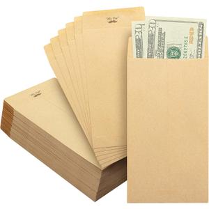Mr. Pen- Money Envelopes, 100 Pack, 6.5" x 3.5", Cash Saving Challenge, Small Money Budgeting Envelopes, Brown
