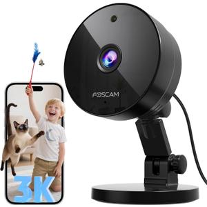 FOSCAM 3K 5MP Security Camera Indoor/Outdoor, 2.4g & 5g WiFi Magnetic Mini Dog/Cat/Pet/Baby Camera, Smart Motion Detection, 20X Zoom, 2-Way Audio, Night Vision, Home Monitor Work with Alexa & Google