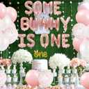 Some Bunny is One Theme Birthday Party Decorations Pink Rabbit For Girls Birthday Party Decoration Supplies Balloons Bunny Garland
