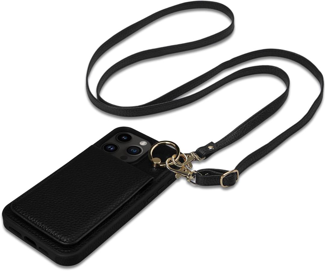 Keallce Case for iPhone 16 Pro 6.3'', Detachable Crossbody Case Wallet with RFID Blocking Card Holder, 360Ring Stand, Folio Leather iPhone Cover Lanyard Strap Lady for iPhone 16 Pro 2024 5G, Black