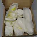 Birthday Gifts for Women 8pcs 5inch Luxury PU Bright White Flowers Real Touch Flowers Womens Gifts Artificial Flowers for DIY Birthday Gifts Wedding Gifts Home Decor Table Centerpiece (612)