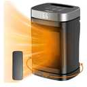 Small Portable Space Heater for Indoor Use - with 70°Rotating Feature, JIBUFI 1500W PTC Electric Heater, Rapid and Safe Heating, Remote Control, 1-12 Hr Timer for Bedroom, Office