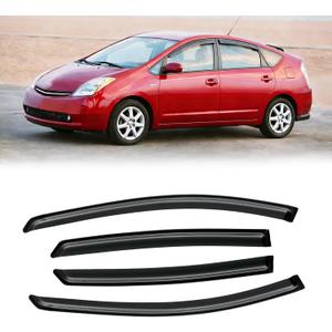 Window Visor for Toyota Prius 2004-2009, Out-Channel Rain Guards Shields Vent Deflector Shade Wind Dark Smoke 2005 2006 2007 2008, Tape-On Outside-Mount, 4PCS