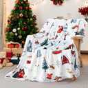 Christmas Throw Blanket Cute Xmas Dog Snowflake Blankets Ultra Soft Farmhouse Snowman Flannel Fleece Throw Warm Cozy Winter Holiday Fuzzy Plus Gift Cabin Throw for Bed Sofa, 60" X 80" (Blue Gray Puppy)