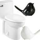 Ceramic Bird Toilet Bolt Covers Decorative Toilet Bolt Caps,Set of 2 Toilet Caps for Bottom of Toilet, Toilet Screw Cover Caps for Bolts Bathroom Decor Acessories, Easy Installation (Black+White)