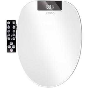 XCQQ Electric Heated Bidet Toilet Seat with Warm Water Wash, Warm Air Dryer, Soft Closed Lid, Night Light, LED Display, Toilet Seat with Bidet Requires Outlet - Round - Amazon.com