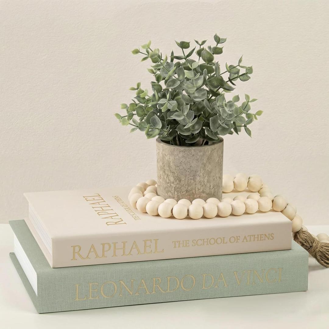Upgraded Decorative Books for Home Decor - Coffee Table Faux Books for Decoration, Linen Fake Book Storage Box for Entryway, Bookshelf, Modern, Boho, Farmhouse & Neutral Aesthetic Decor, Set of 2