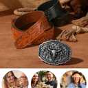 SANSTHS 2 Pack Cowboy Western Belt Strap with a Buckle, Men Women Embossed Cowboy Cowgirl Belt Strap for Jeans Gifts