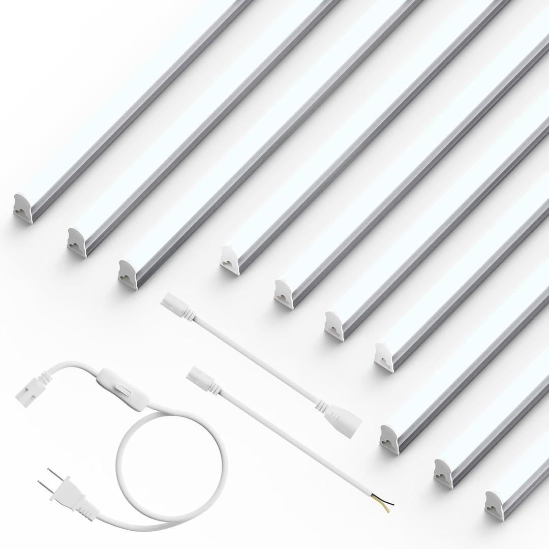 Ensenior 4FT LED Shop Lights, T5 6500K Super Bright Garage Lighting, 10Pack