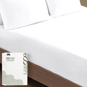 Mayfair Linen 100% Egyptian Cotton King Fitted Sheet Only - 600 Thread Count Cotton Fitted Sheet King, Soft, Durable, Cooling 16" Deep Pocket Sateen Weave Bottom, Luxury Hotel Quality - White