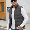 WHN Men's Puffer Vest Outerwear Winter Zipper Quilted Puffy Sleeveless Jacket Outdoor Dark Grey 2XL