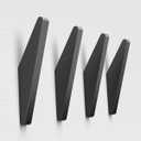 4Pack Metal Wall Hooks, Minimalist Coat Hooks Matte Black Simple Modern Easy Install Wall Mount Heavy Duty Aluminum Mid Century Entryway Bathroom, for Hanging Hat Purses Backpack Towel