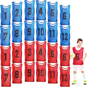 Hercicy 24 Pcs Youth Pinnies Soccer Pinnies Training Vest Adult Mesh Reversible Numbered Football Jersey (Small)